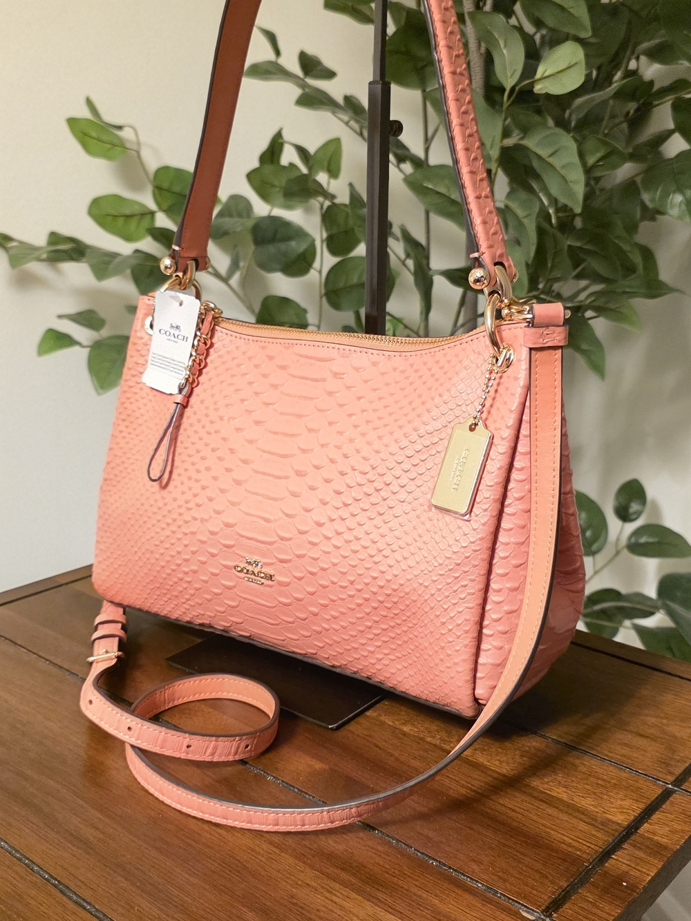 Coach NWT Python Embossed Small Mia Shoulder Or Crossbody Bag - Picture 2 of 10